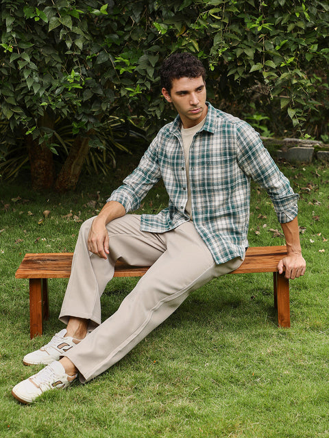 Chaos Button-Down Ombre-Plaid Shirt