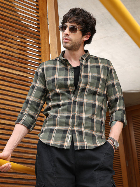 Chaos Button-Down Shadow-Plaid Shirt