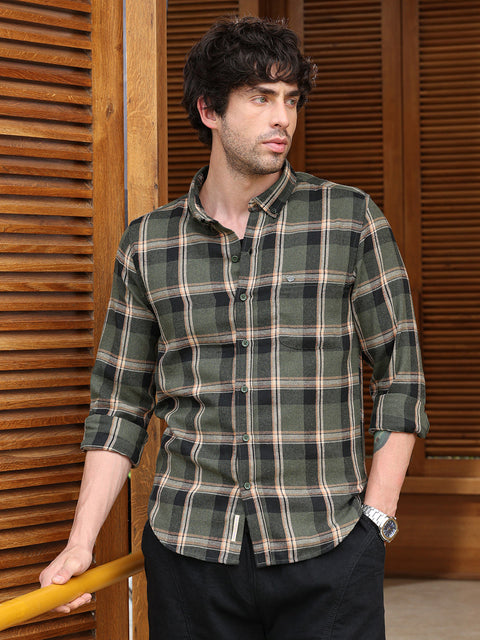 Chaos Button-Down Shadow-Plaid Shirt