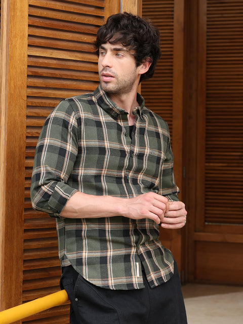 Chaos Button-Down Shadow-Plaid Shirt