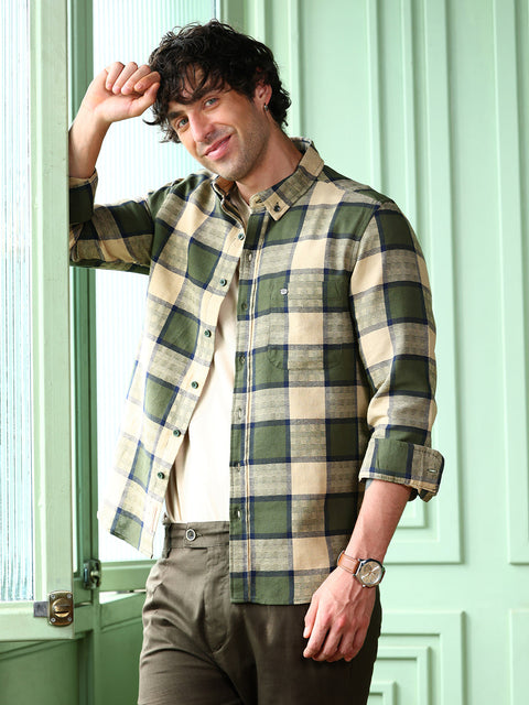 Take Two Men Shirt Button-Down Block-Check Shirt