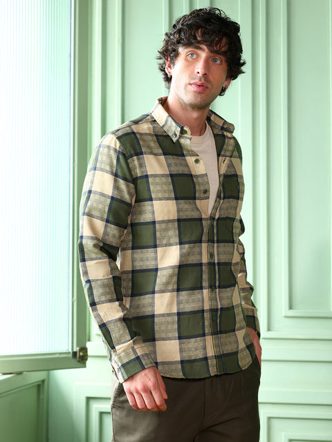 Take Two Men Shirt Button-Down Block-Check Shirt