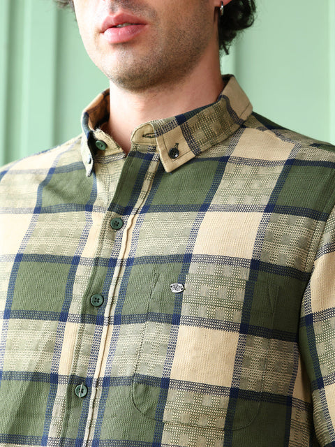 Take Two Men Shirt Button-Down Block-Check Shirt