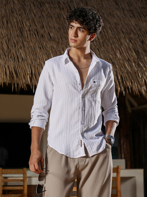 Behookd Rope-Stripe Jacquard Shirt
