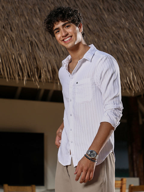 Behookd Rope-Stripe Jacquard Shirt