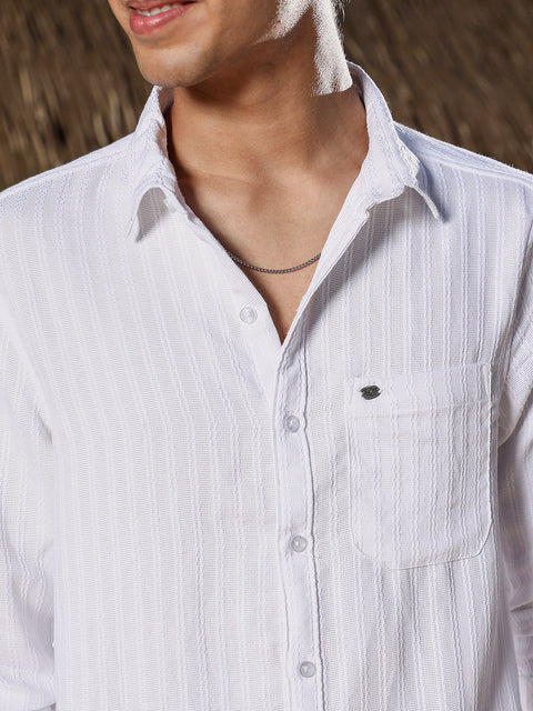 Behookd Rope-Stripe Jacquard Shirt
