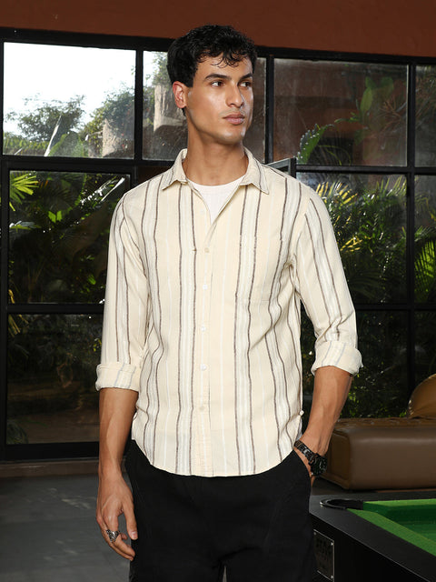 Just Be Shadow-Stripe Jacquard Shirt