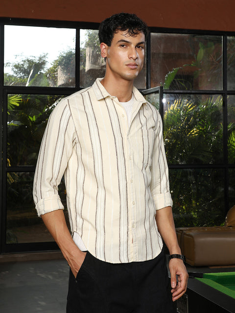 Just Be Shadow-Stripe Jacquard Shirt