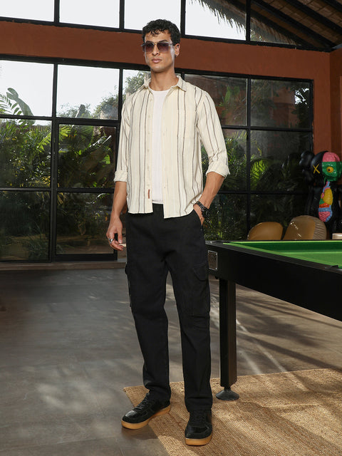 Just Be Shadow-Stripe Jacquard Shirt