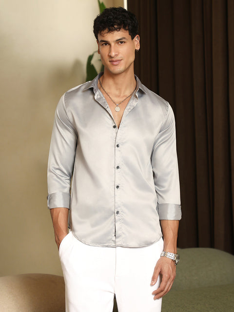 Just Be Solid-Satin Regular Shirt