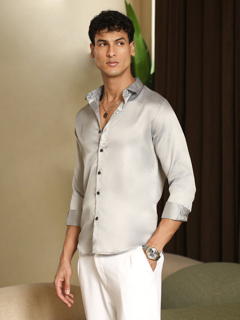 Just Be Solid-Satin Regular Shirt