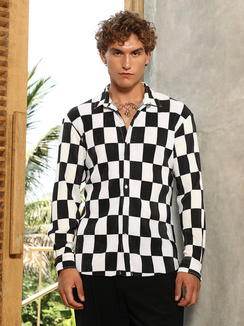 Behookd Pleated-Checker Shirt