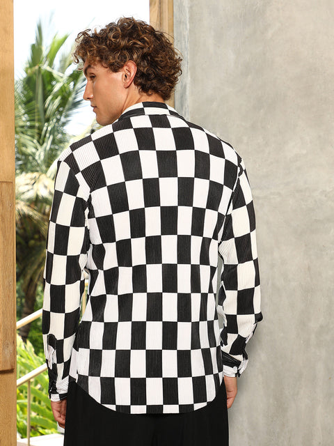 Behookd Pleated-Checker Shirt