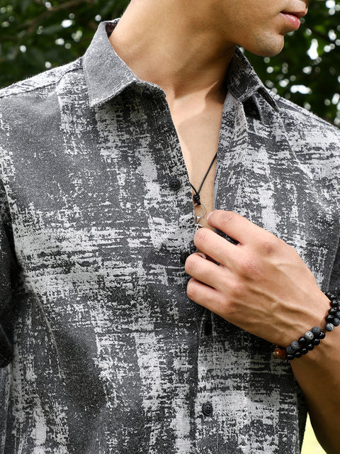 Behookd Contrast-Brushed Jacquard Shirt