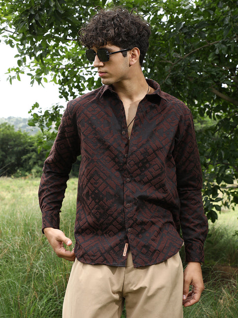 Face Card Faded-Cubic Jacquard Shirt