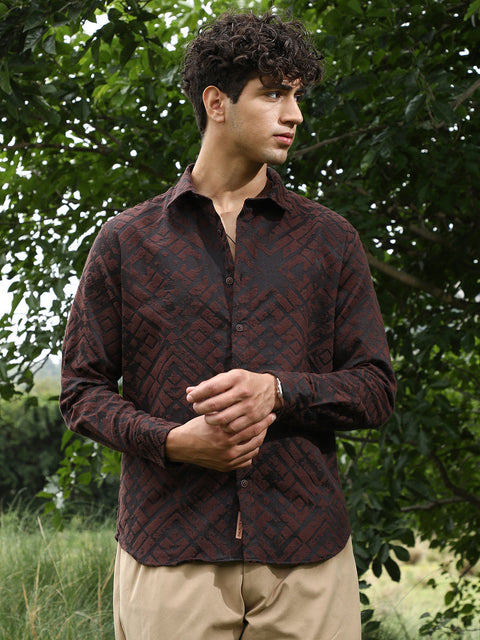 Face Card Faded-Cubic Jacquard Shirt