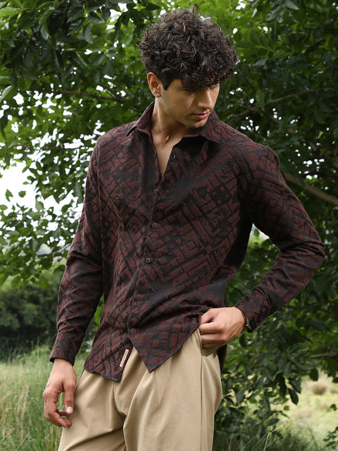 Face Card Faded-Cubic Jacquard Shirt
