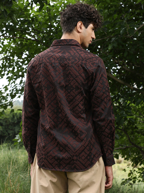 Face Card Faded-Cubic Jacquard Shirt