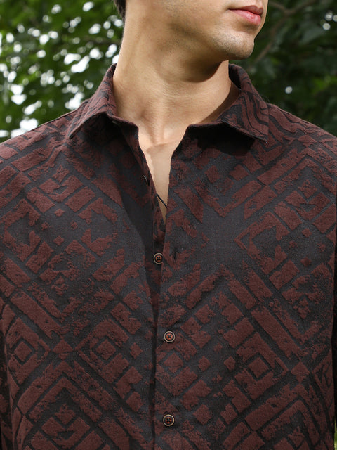 Face Card Faded-Cubic Jacquard Shirt