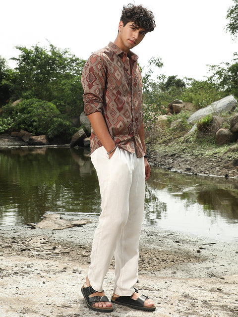 Face Card Indie-Folk Geometric Jacquard Shirt