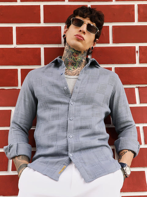 STARCAST Self-Jacquard Check Shirt