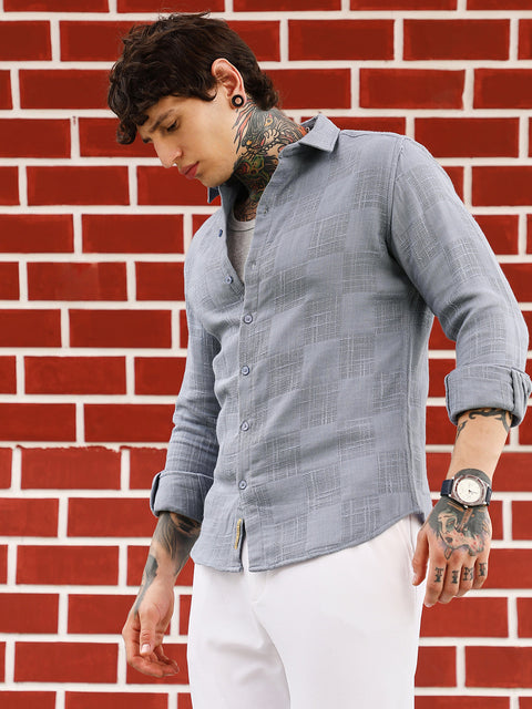 STARCAST Self-Jacquard Check Shirt
