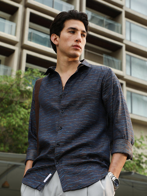 Face Card Contrast-Heathered Jacquard Shirt