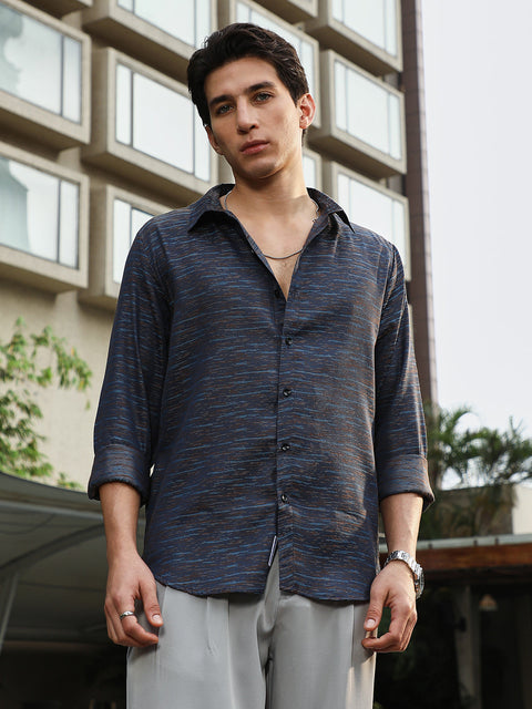 Face Card Contrast-Heathered Jacquard Shirt