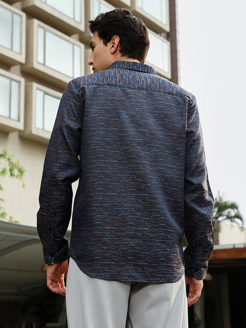 Face Card Contrast-Heathered Jacquard Shirt