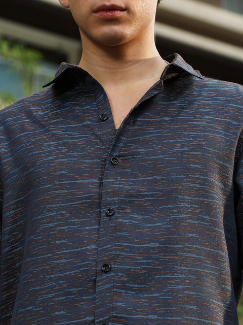 Face Card Contrast-Heathered Jacquard Shirt