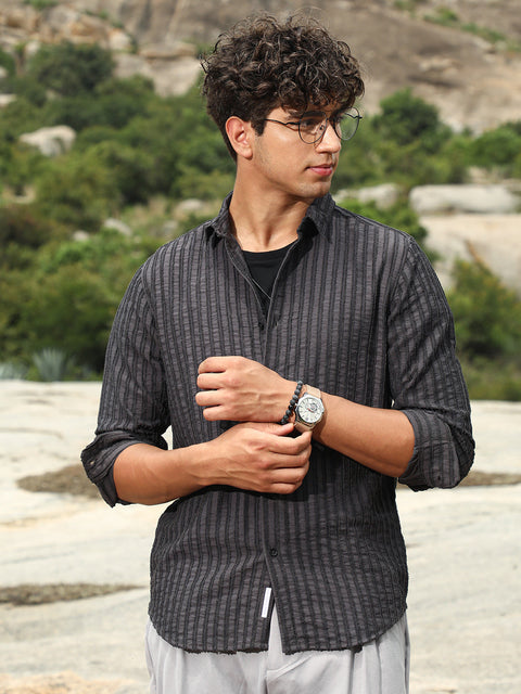 Face Card Edgy-Stripe Jacquard Shirt