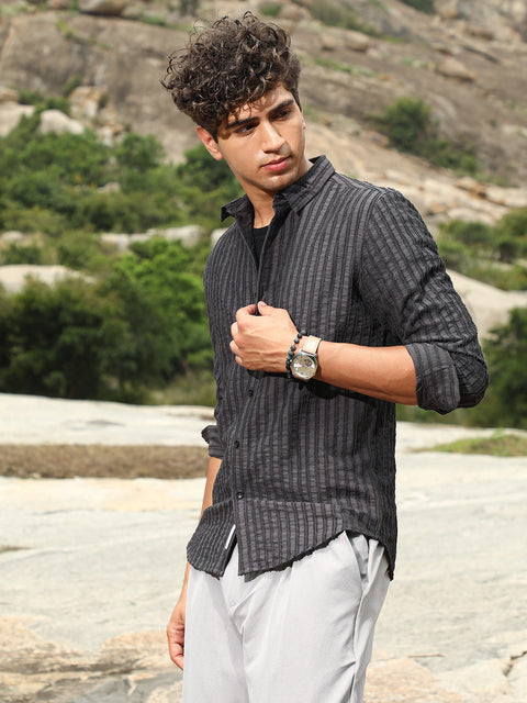 Face Card Edgy-Stripe Jacquard Shirt