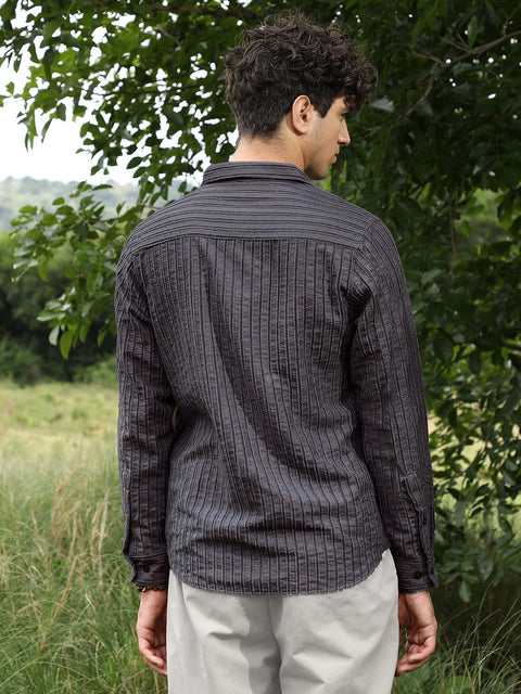 Face Card Edgy-Stripe Jacquard Shirt