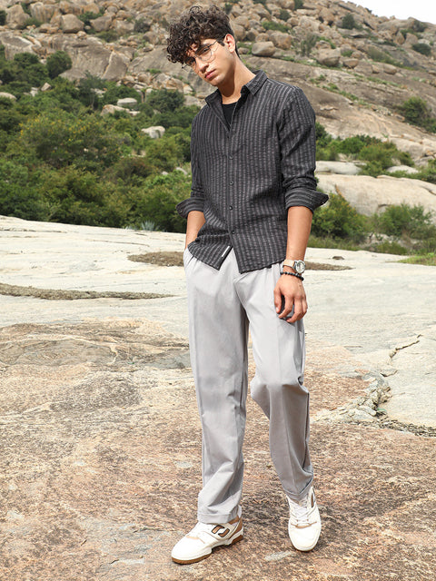 Face Card Edgy-Stripe Jacquard Shirt