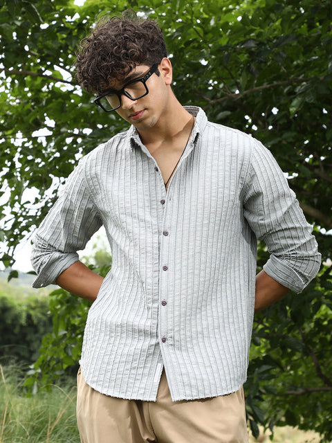 Face Card Edgy-Stripe Jacquard Shirt