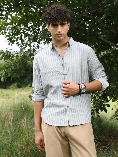 Face Card Edgy-Stripe Jacquard Shirt