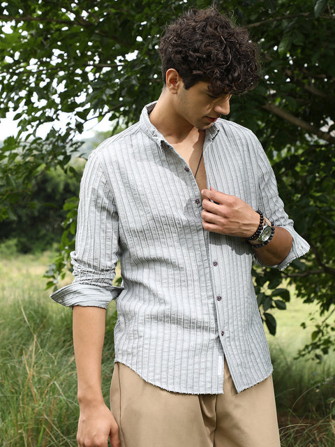 Face Card Edgy-Stripe Jacquard Shirt