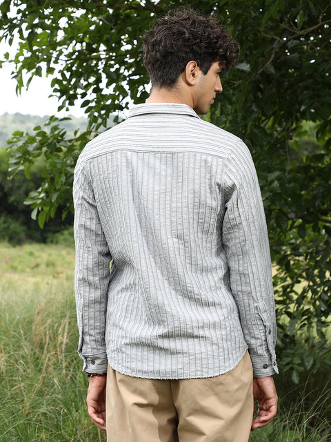 Face Card Edgy-Stripe Jacquard Shirt