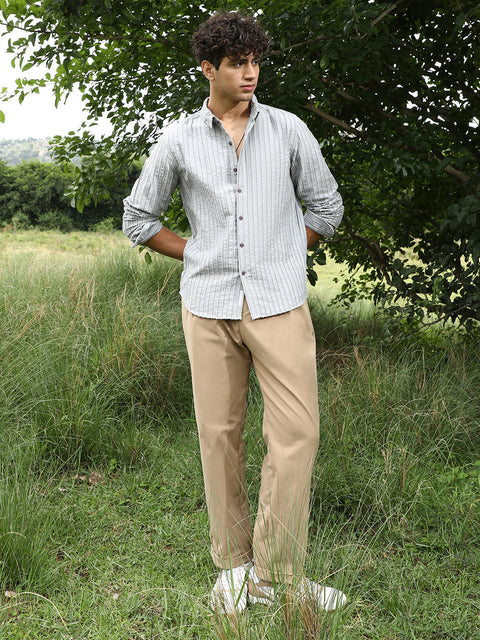 Face Card Edgy-Stripe Jacquard Shirt