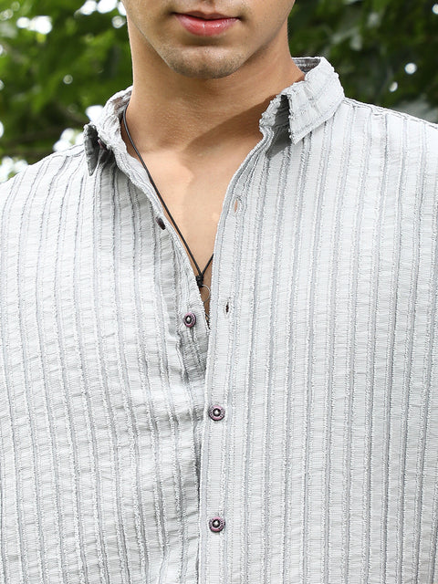 Face Card Edgy-Stripe Jacquard Shirt