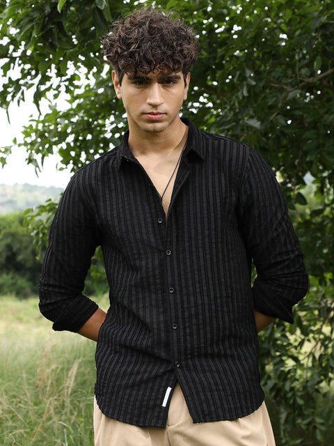 Face Card Edgy-Stripe Jacquard Shirt