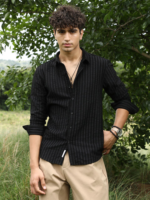 Face Card Edgy-Stripe Jacquard Shirt