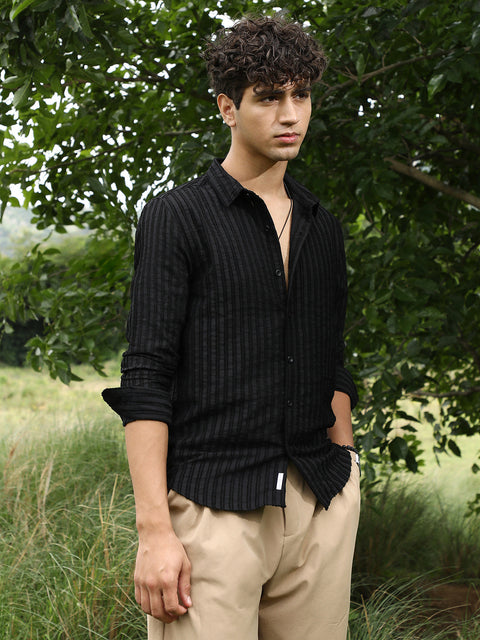 Face Card Edgy-Stripe Jacquard Shirt
