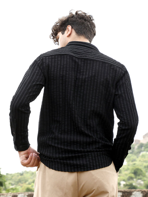 Face Card Edgy-Stripe Jacquard Shirt