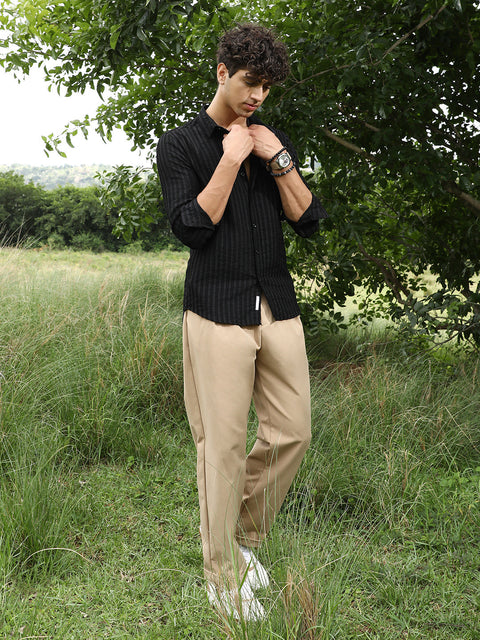 Face Card Edgy-Stripe Jacquard Shirt
