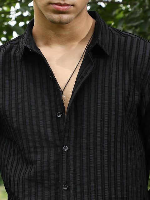 Face Card Edgy-Stripe Jacquard Shirt