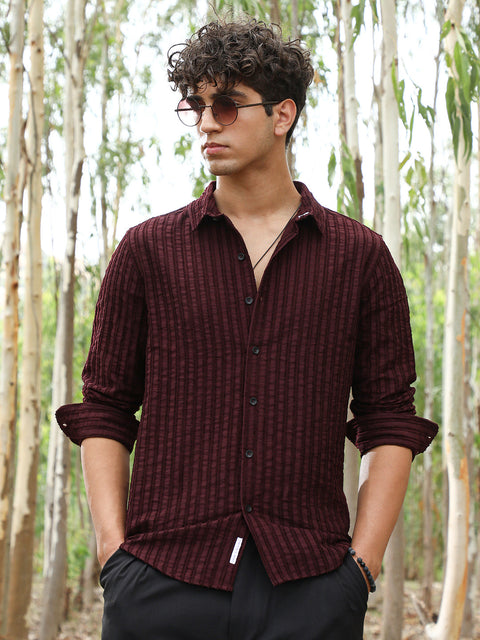 Face Card Edgy-Stripe Jacquard Shirt