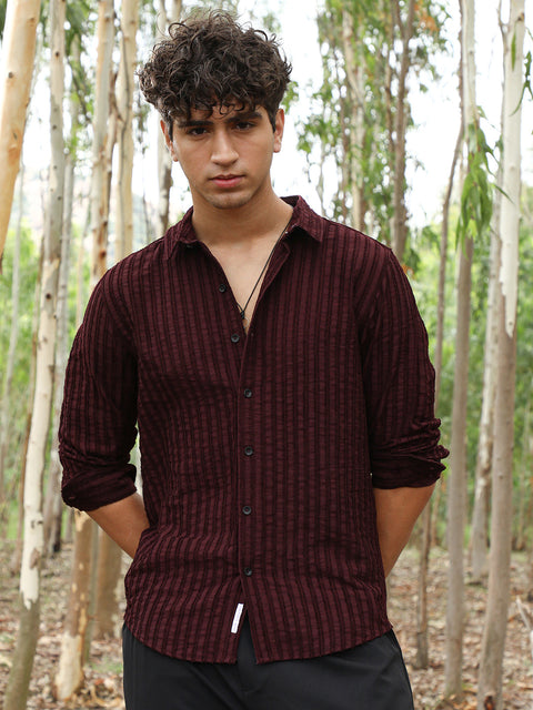 Face Card Edgy-Stripe Jacquard Shirt
