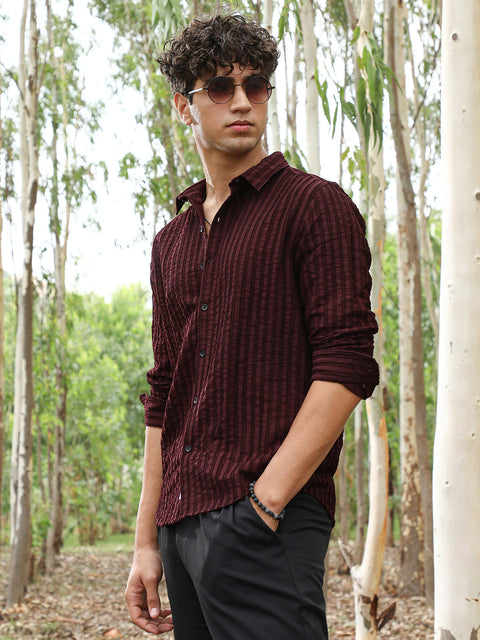 Face Card Edgy-Stripe Jacquard Shirt