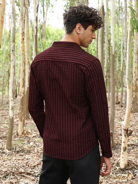 Face Card Edgy-Stripe Jacquard Shirt
